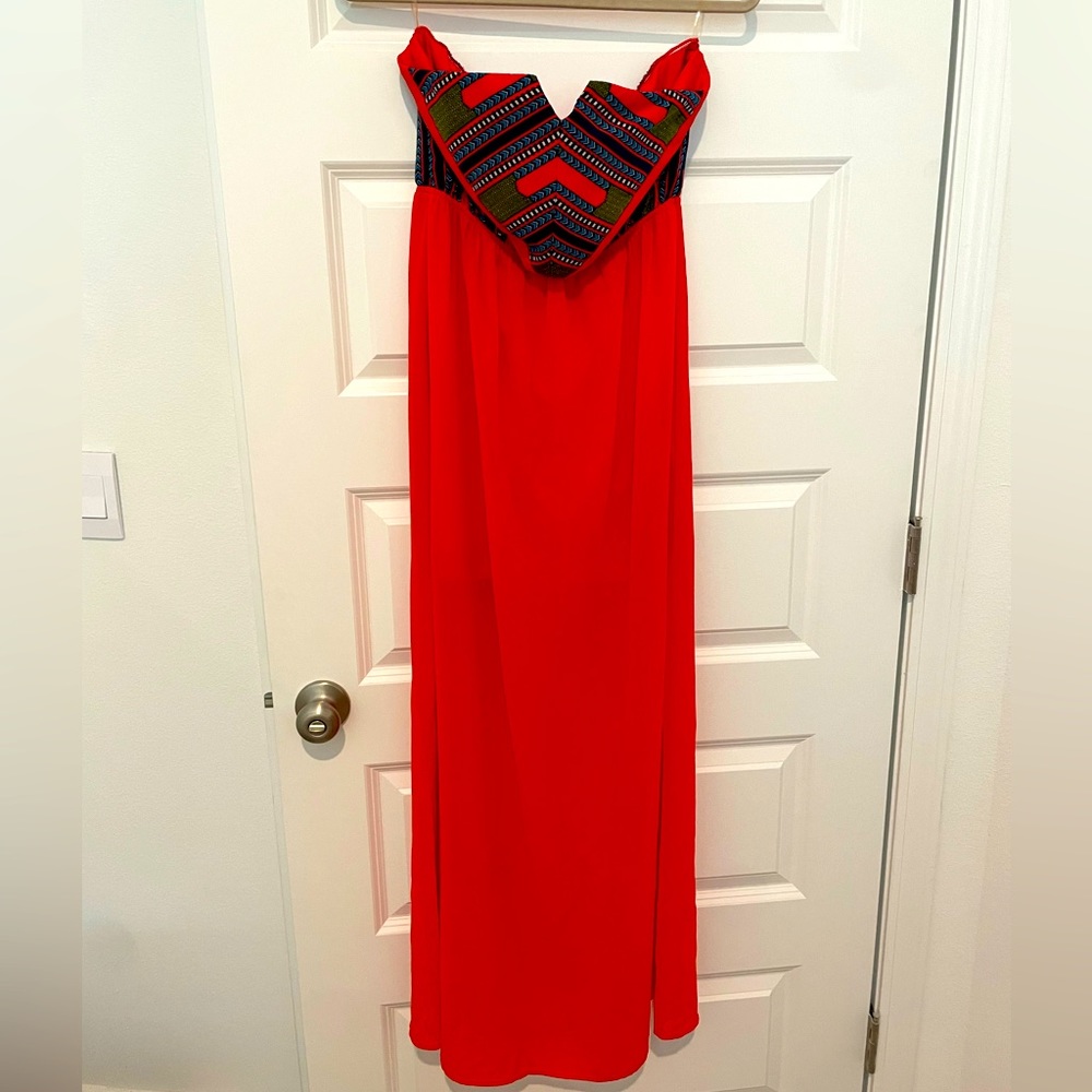 Orange tribal print maxi dress